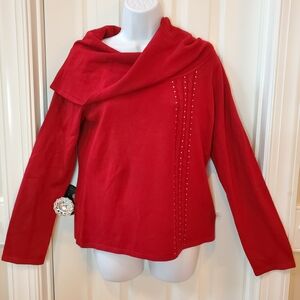 AB Studio Red Cowl Neck Sweater Sz. L
